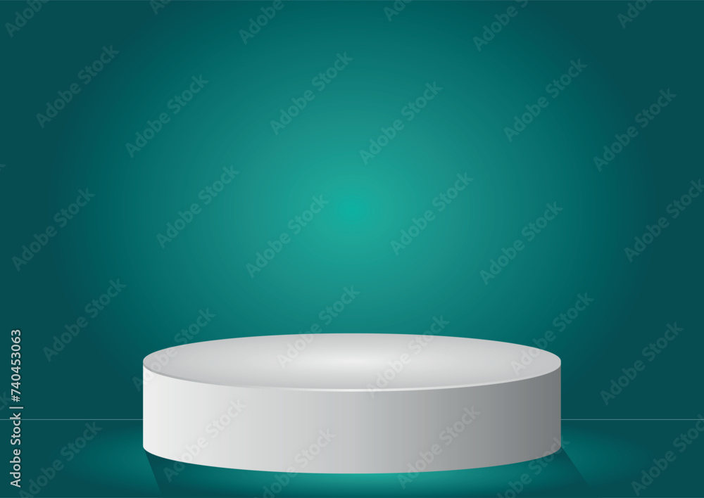white platform background on a green gradient background
