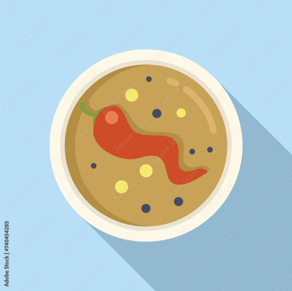 Red pepper cream soup icon flat vector. Dining repast. Cooking aliment Red pepper cream soup icon flat vector. Dining repast. Cooking aliment