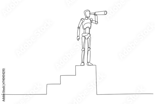 Illustration of Vector Robot chatbot,AI in science and business and telescope. Vision concept in business