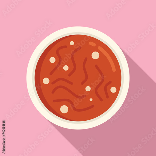 Red dish food icon flat vector. Serving cuisine. Entree gastronomy pottage