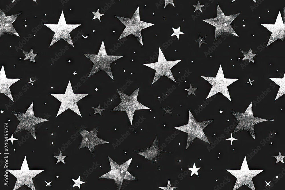 Obraz premium Black Star Seamless Pattern Background