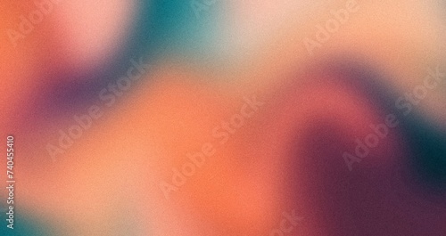 Orange red blue black abstract grainy poster background vibrant color wave dark noise texture cover header design