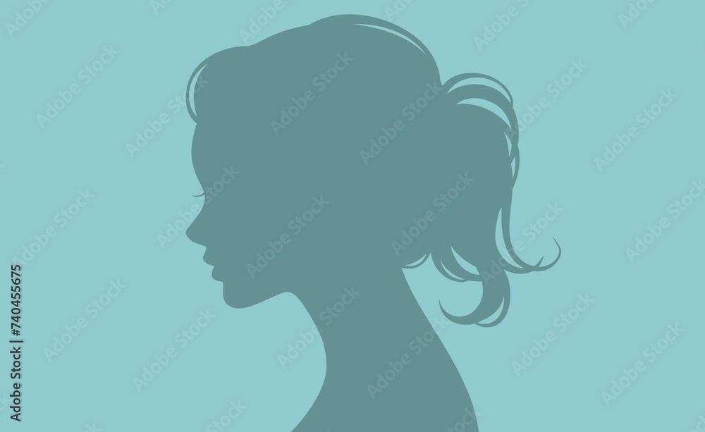 女性・女の子の横顔シルエットイラスト素材 女性・女の子の横顔シルエットイラスト素材