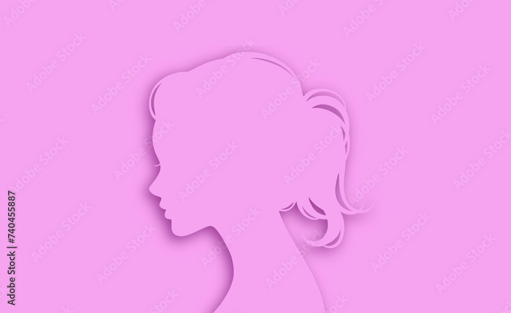 女性・女の子の横顔シルエットイラスト素材