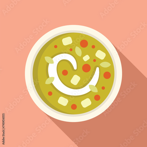 Culinary new cream soup icon flat vector. Cuisine lunch. Food cooking