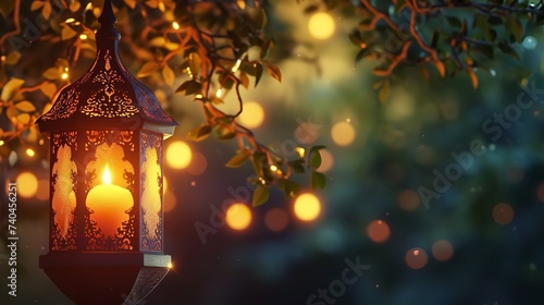 Holy Month of Ramadan Copy Space Banner with Glowing Mosque © zahidcreat0r