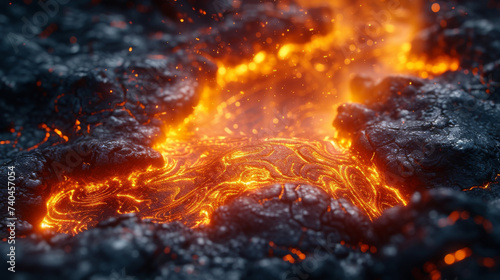 Texture of molten lava oozing out of a crevice leaving behind a slick and shimmering coating. © Justlight