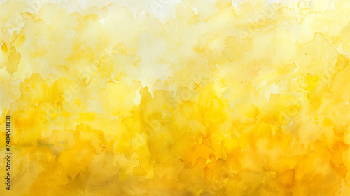 Abstract Golden Flow: Close-up of a Yellow Watercolor Wash with Delicate Splashes and Swirls, Ideal for Elegant Backgrounds and Luxurious Design Elements