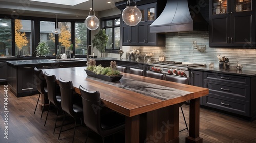 A modern kitchen with warm embrace cabinets and deep elegance quartz countertops