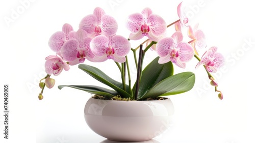 Elegant Pink Orchids in White Ceramic Pot