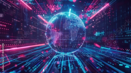 Abstract globe digital data technology background