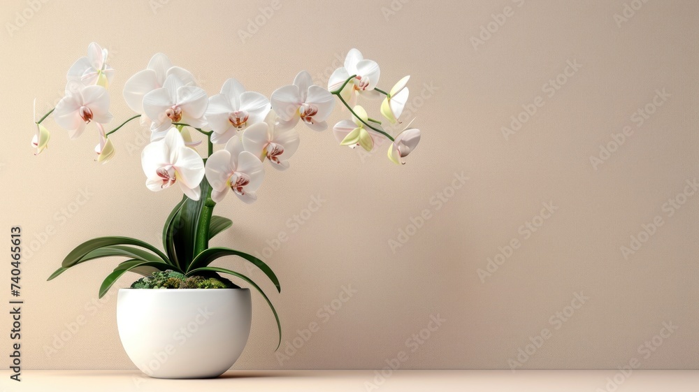 Orchid Elegance: White Flowers in Modern Vase Orchid Elegance: White Flowers in Modern Vase