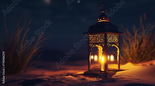 Lantern Placed on a Wooden Table with Dried Dates