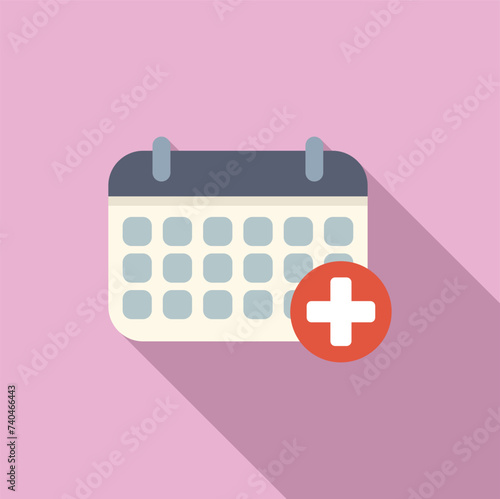 Medical examination calendar patient icon flat vector. Plan procedure. Clinic testing