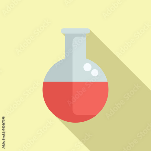 Blood flask test icon flat vector. Chemical pot. Review cancer examination
