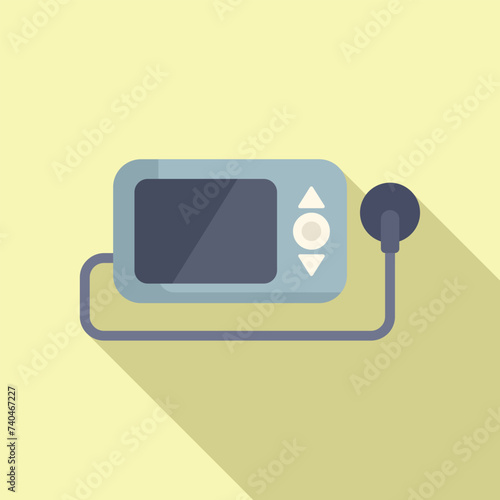 Pulse device examination icon flat vector. Check test. Mri lab resonance