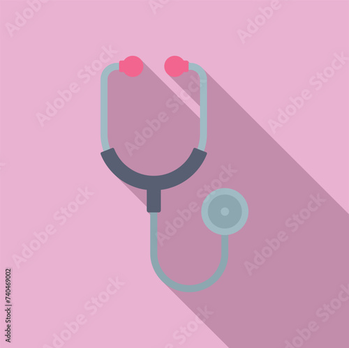 Clinic medical stethoscope icon flat vector. Diagnostic general. Procedure testing clinical