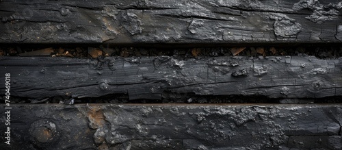 A detailed shot showcasing the texture of diesel oil on a black and colored wood railway sleeper.