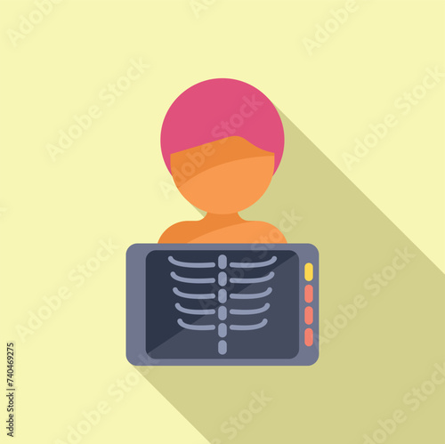 Body patient image icon flat vector. Clinic examination. General evaluation