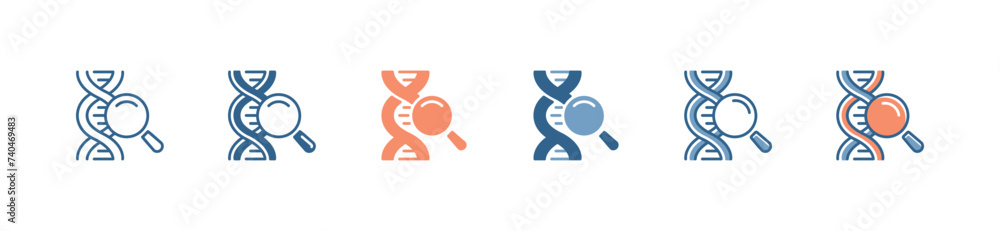 find dna genetic icon set biotechnology gene with search magnifier symbol vector illustration find dna genetic icon set biotechnology gene with search magnifier symbol vector illustration