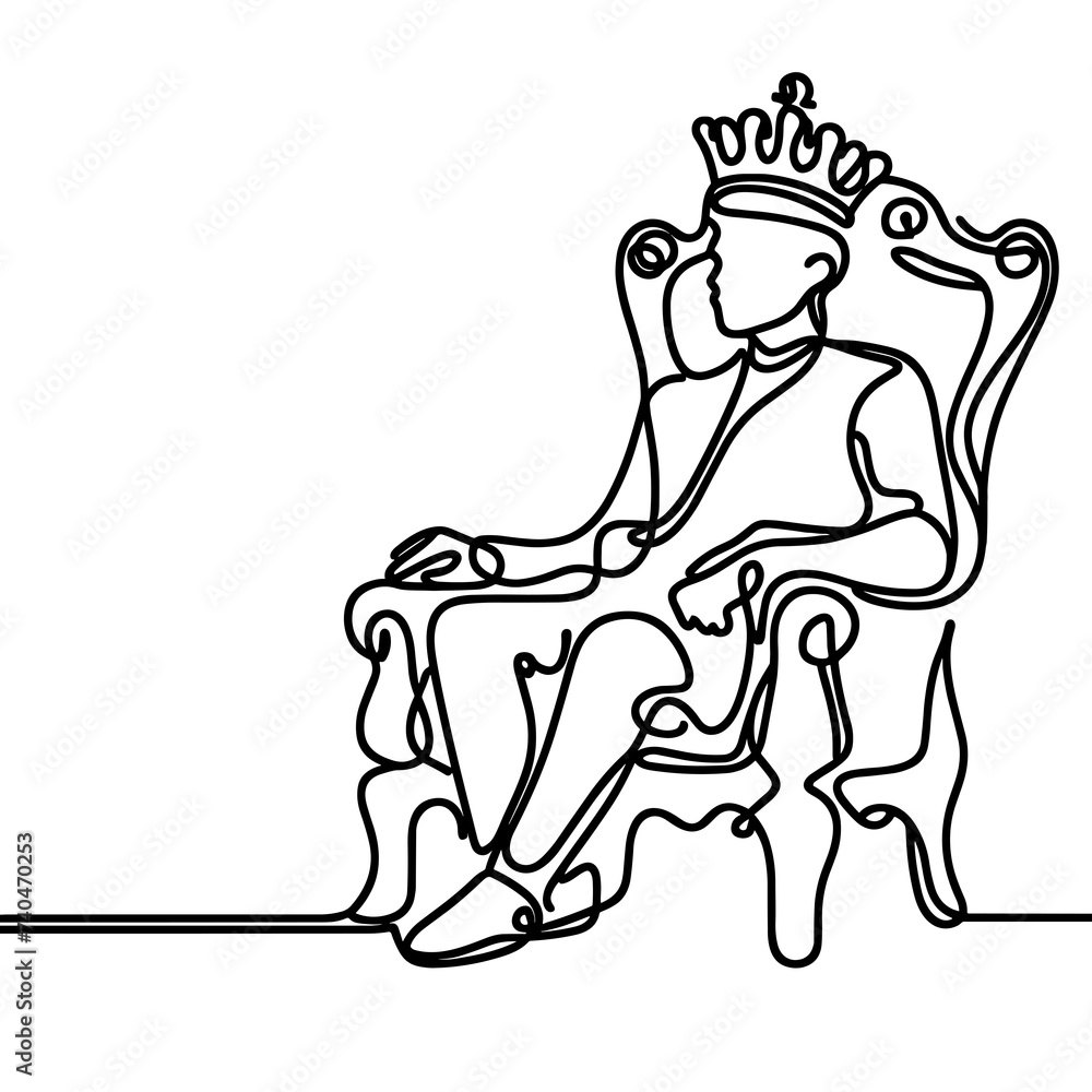 A king sits on a throne in his palace in a line drawing style A king sits on a throne in his palace in a line drawing style
