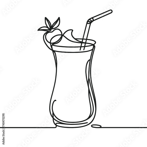 Refreshing fruit smoothie in a line drawing style