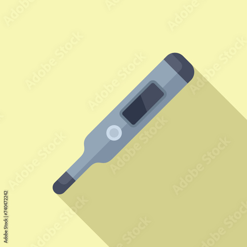 Digital thermometer icon flat vector. Patient clinical examination. Check general health