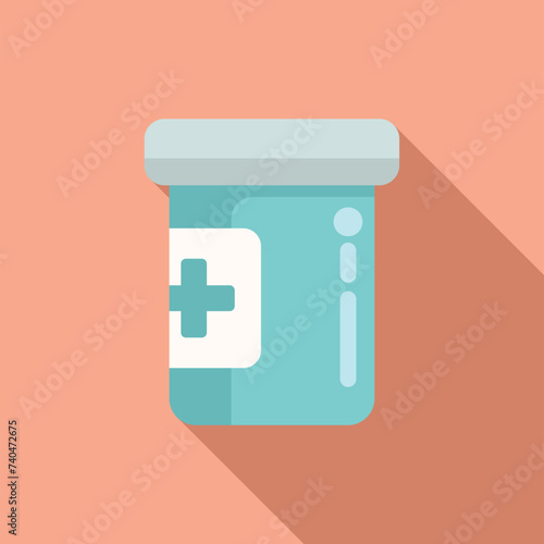 Medical patient bottle icon flat vector. Scan test liquid. Patient healthcare