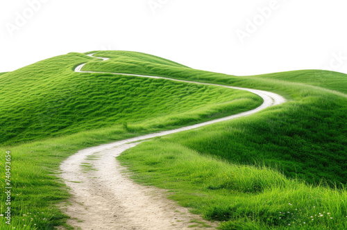 Trail among the green hills isolated on transparent background