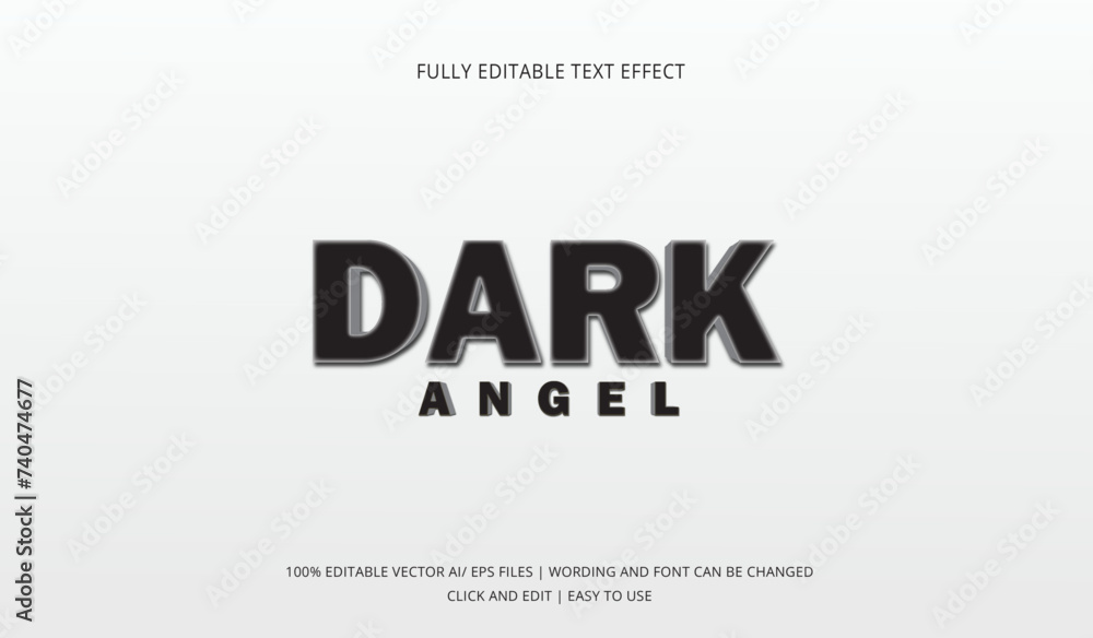 Dark-black Editable text effect black mock up with drop shadow and 

