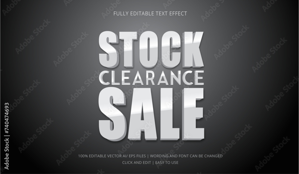 Stock Clearance sale - white Editable text effect mock-up with drop shadow and shining white text Stock Clearance sale - white Editable text effect mock-up with drop shadow and shining white text