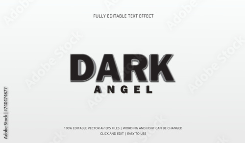 Dark-black Editable text effect black mock up with drop shadow and 