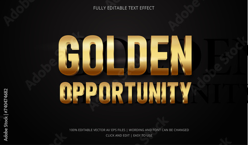 golden opportunity - Editable text effect mock-up with drop shadow and shining golden text 