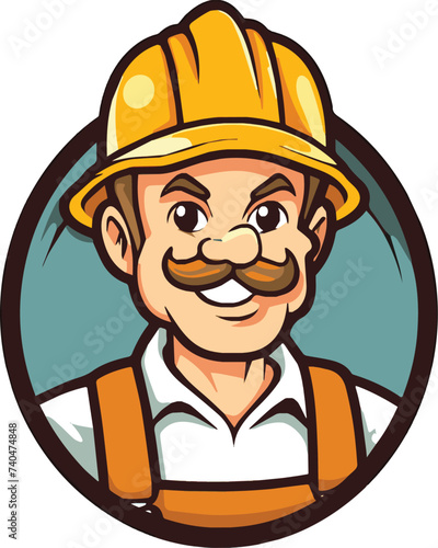 A classic vector cartoon character of engineer man illustration with white background