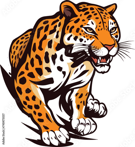 vector of animal angry leopard illustration with white background
