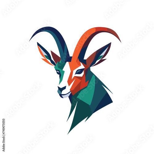 vector head of ibex illustration with white background