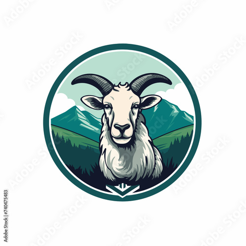 vector illustration of goat mountain with white background