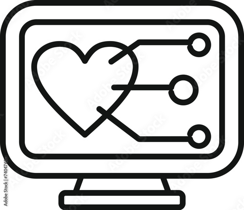 Heart clinic examination icon outline vector. Scan monitor resonance. General evaluation