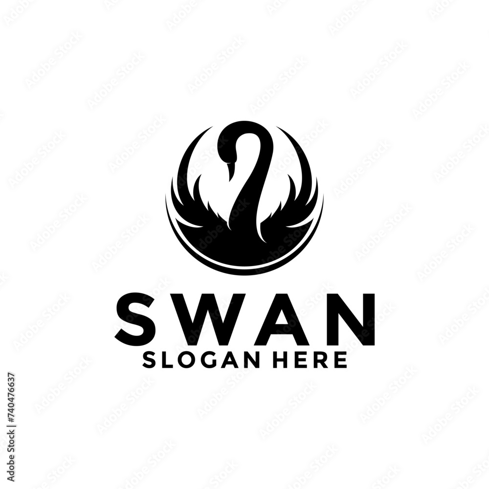 Fototapeta premium Swan logo vector design , elegant circle swan logo template