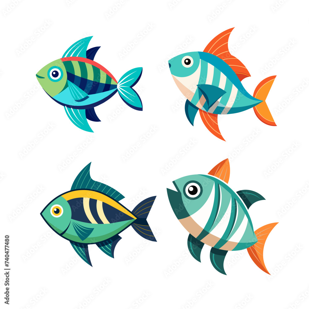 Naklejka premium fish vector illustration set