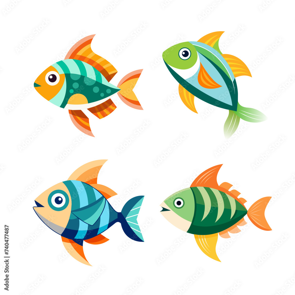 Fototapeta premium fish vector illustration set