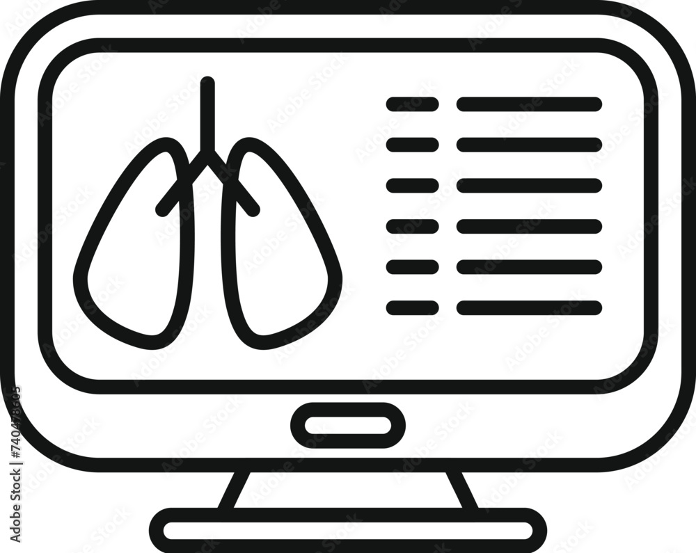 Lungs examination icon outline vector. Scan mri lab. Patient clinic review Lungs examination icon outline vector. Scan mri lab. Patient clinic review