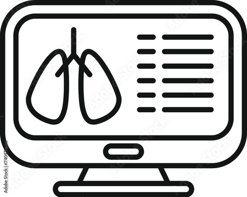 Lungs examination icon outline vector. Scan mri lab. Patient clinic review