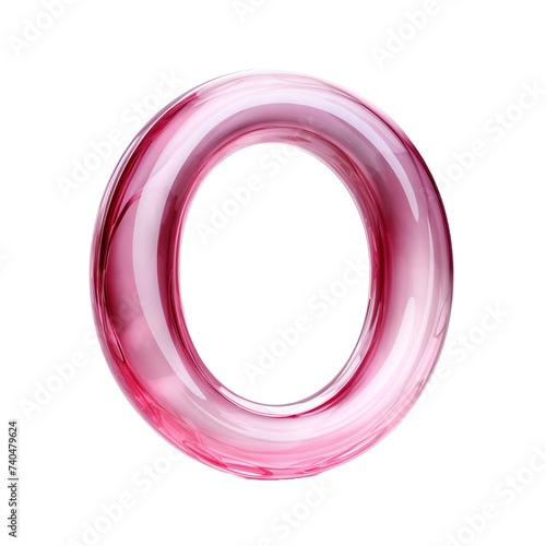 Metallic pink glass letter O