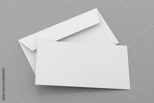 Blank White Envelope Mockup with an Invitation Card - 3d Illustration Render