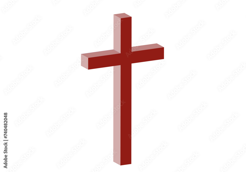 Icono de cruz latina roja en 3D