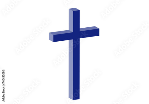 Icono de cruz latina azul en 3D