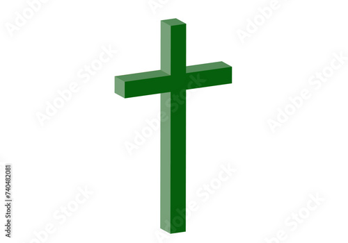 Icono de cruz latina verde en 3D
