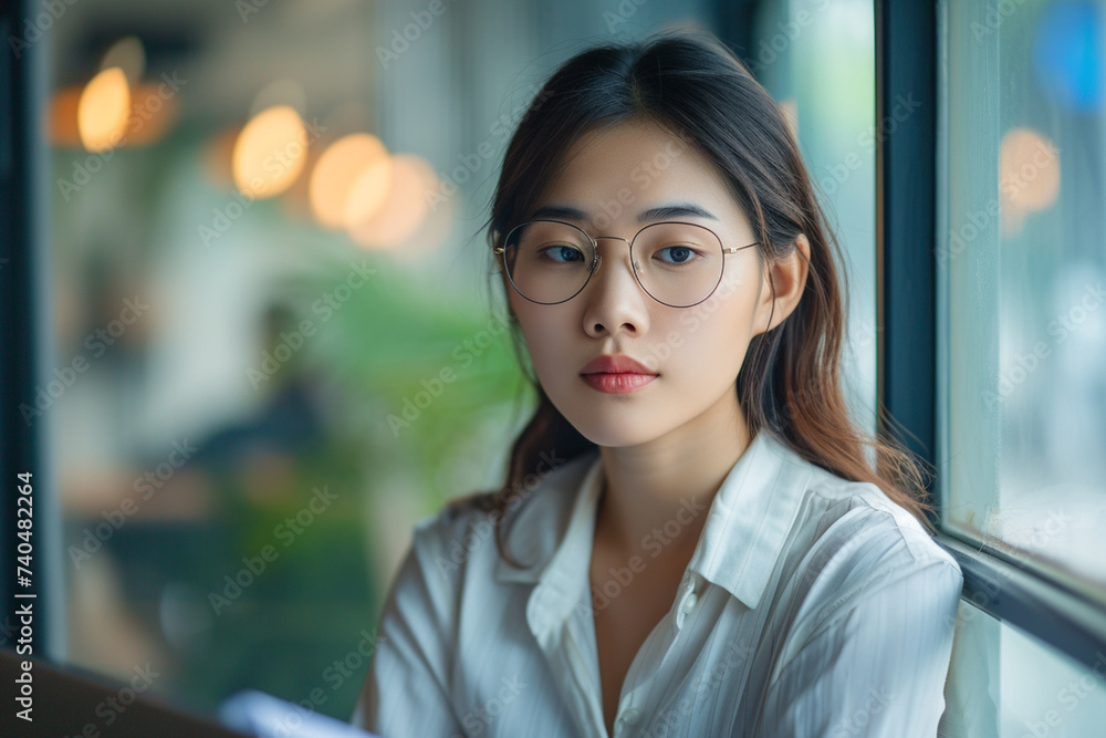 Fototapeta premium Young business employee in office portrait