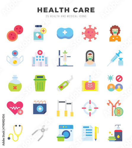 Set of HEALTH CARE icons. Vector Illustration.